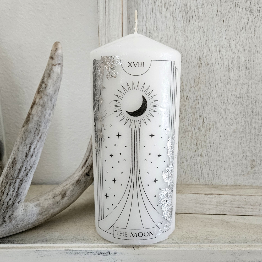 Free People THE MOON Tarot Candle W/Silver Leaf NEW! $48 MSRP